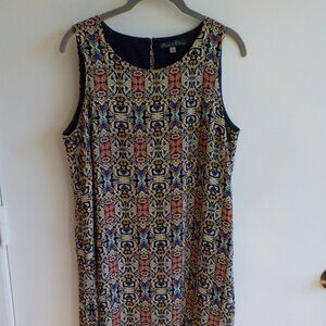 Rose & Olive Dress - Medium - Sleeveless - Print Colorful Vintage Vibe (516)
